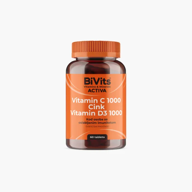 Bivits Activa Vitamin C 1000, Cink + D3 60 Tableta
