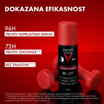 Vichy Homme Clinical Control Antiperspirant Sprej protiv znojenja, 125 ml