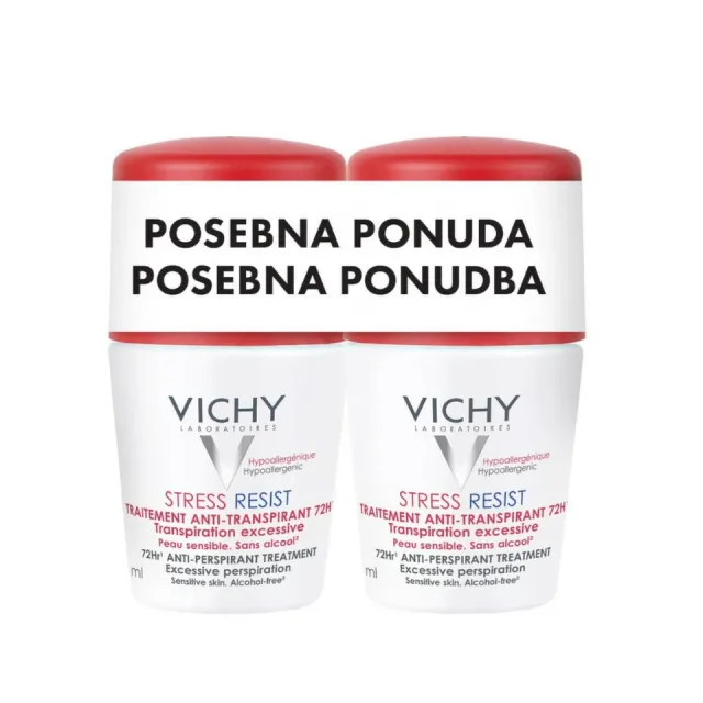 Vichy Déodorant Stress Resist Duo Roll-On Protiv Znojenja 72H, 2X50 Ml