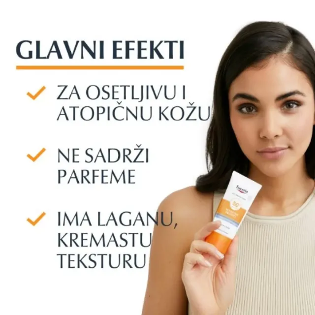 Eucerin Sun Krema Za Zaštitu Osetljive Kože Od Sunca Spf50+ 50Ml