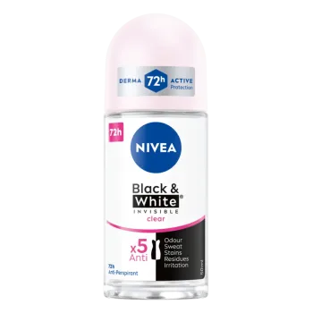 Nivea Black & White Invisible Clear Antiperspirant Roll-On 50ml 