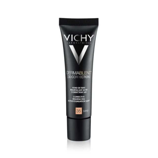 Vichy Dermablend 3D Correction Spf 25 Korektivni Puder Za Masnu Kožu Sklonu Aknama S Visokim Stepenom Prekrivanja 30Ml 35 Sand