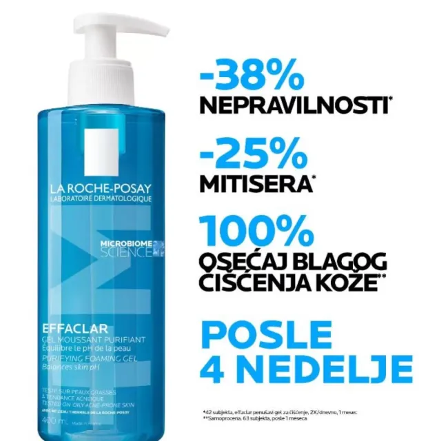 La Roche-Posay Effaclar Penušavi Gel Za Čišćenje Masne Osetljive Kože Sklone Aknama 400Ml