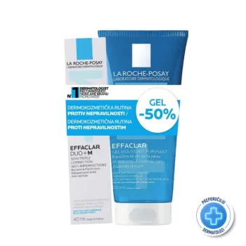 La Roche-Posay Effaclar Duo+M Korektivna Nega, 40 ml + Effaclar Gel Za Čišćenje Masne Kože Sklone Aknama, 200 ml 