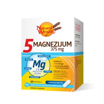 Natural Wealth 5 Magnezijum 375mg 60 Kapsula