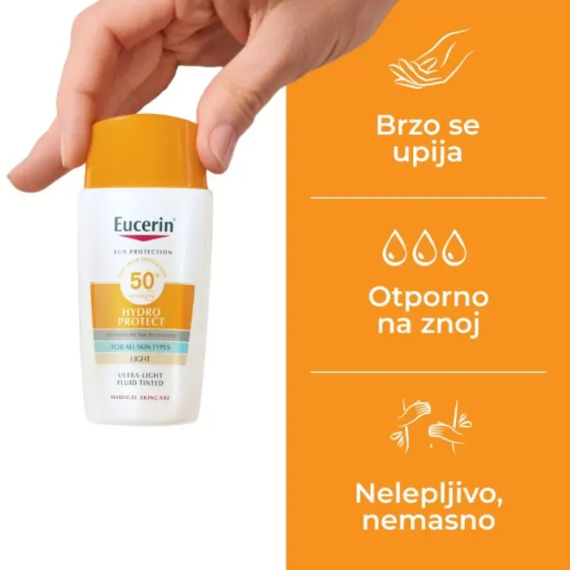 Eucerin Sun Hydro Protect Ultralagani Tonirani Fluid Za Zaštitu Od Sunca Spf50+ Svetli 50Ml