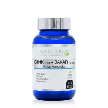 Maxlab Cink 15mg+Bakar 1,8mg Helat Kompleks 90 Tableta