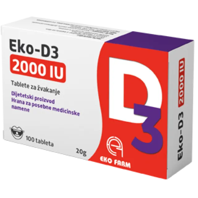 Eko-D3 2000 Iu 100 Tableta Za Žvakanje