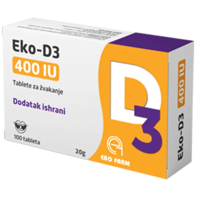 Eko-D3 400 Iu 100 Tableta Za Žvakanje