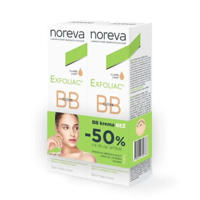 Noreva Promo Exfoliac Bb Krema Bež 1+1Gratis 30Ml+Gratis 30Ml