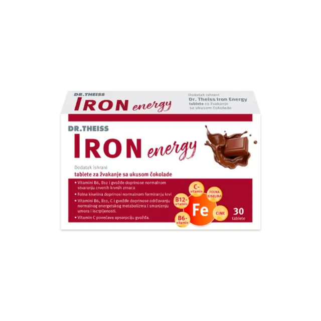 Dr.theiss Iron Energy Tablete Za Žvakanje Sa Ukusom Čokolade 30 Tableta