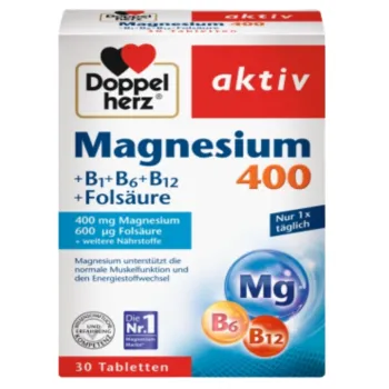 Doppelherz Aktiv Magnezijum 400+B1+B6+B12+Folna Kiselina 30 Tableta