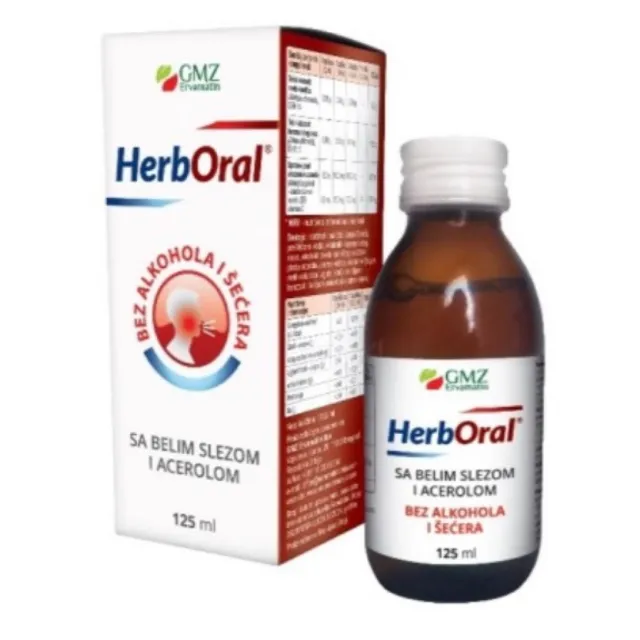 Herboral Sirup Beli Slez I Acerola Bez Šećera I Alkohola 125 Ml