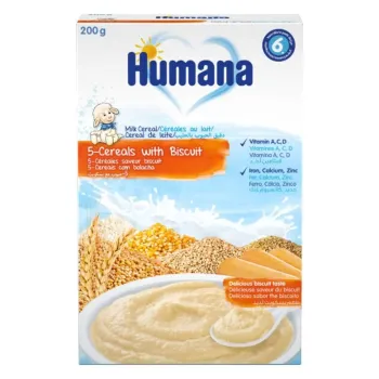 Humana Mlečna Kašica Sa 5 Žitarica I Keksom 200 g