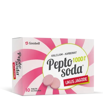 Pepto Soda 1000mg 10 Tableta Za Žvakanje Jagoda