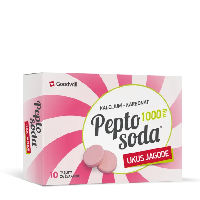 Pepto Soda 1000Mg 10 Tableta Za Žvakanje Jagoda