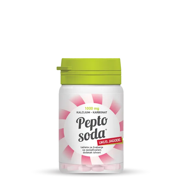 Pepto Soda 1000Mg 14 Tableta Za Žvakanje Jagoda