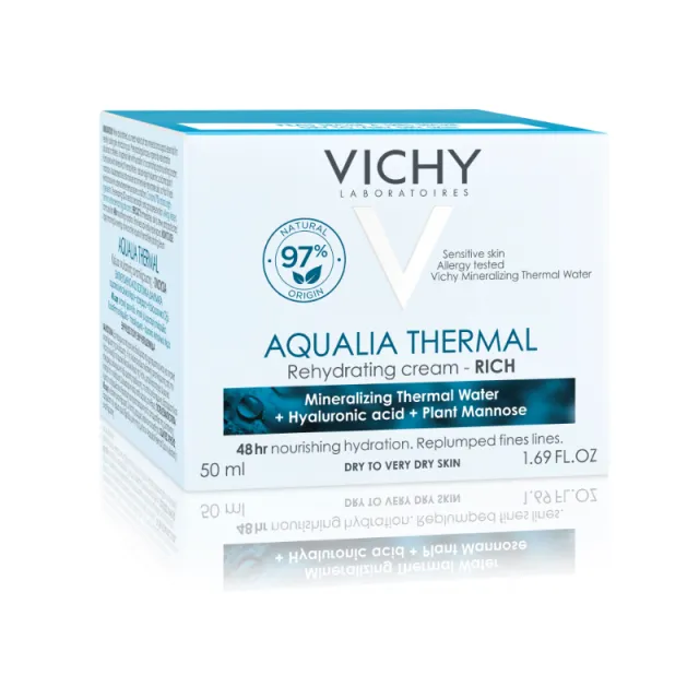 Vichy Aqualia Thermal Rich Bogata Krema Za Hidrataciju Kože Sa Hijaluronskom Kiselinom Suva Do Vrlo Suva Koža 50Ml