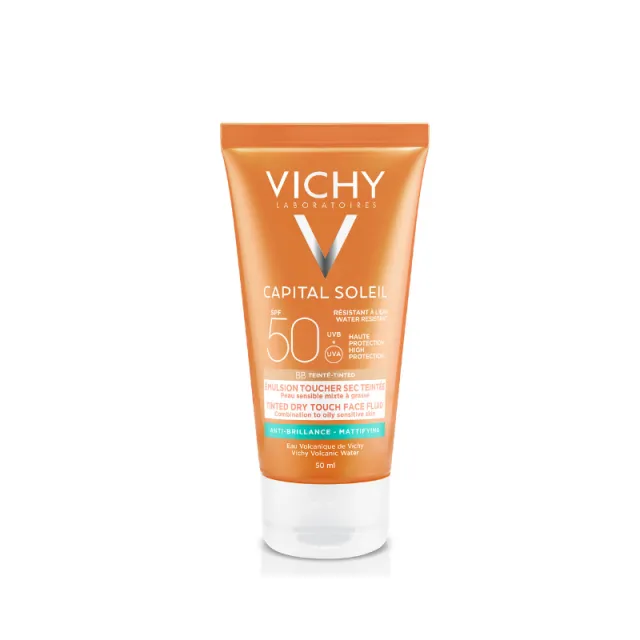 Vichy Capital Ideal Soleil Tonirani Dry Touch Fluid Prirodna Nijansa Spf 50+ 50Ml