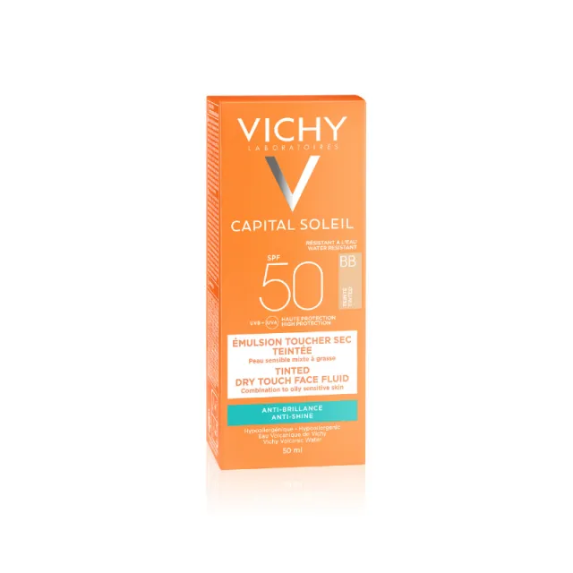 Vichy Capital Ideal Soleil Tonirani Dry Touch Fluid Prirodna Nijansa Spf 50+ 50Ml