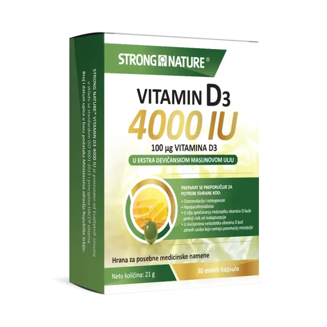 Strong Nature Vitamin D3 4000 Iu 30 Kapsula